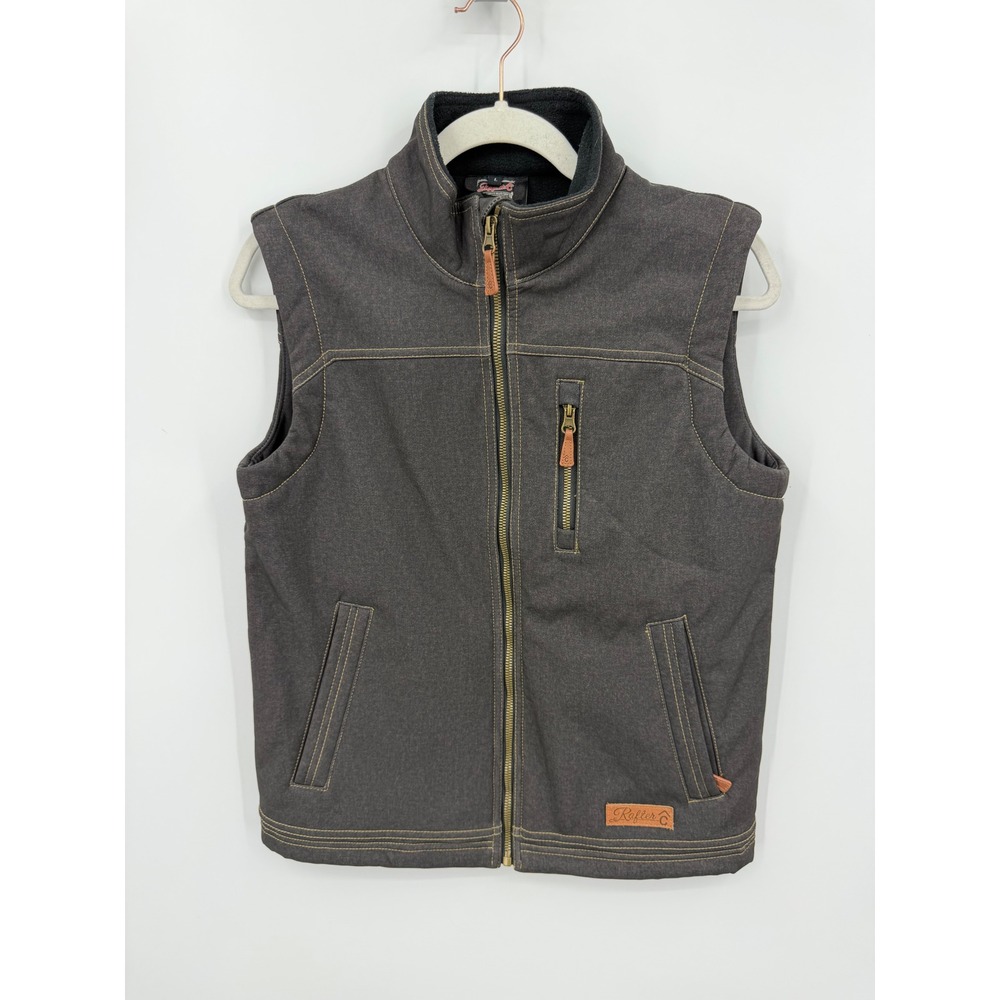 Roper Cowboy Collection Vest Kids Large Brown Canvas Fleece Lined Full Zip